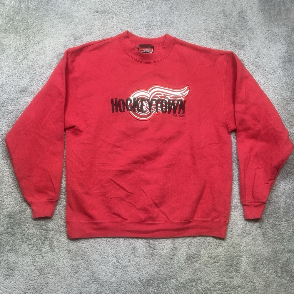 Vintage Detroit Red Wings Sweatshirt Men's XL Red Hockeytown Lee Sport Crewneck